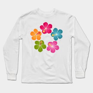 Hibiscus Hawaiian Flowers Wreath Long Sleeve T-Shirt